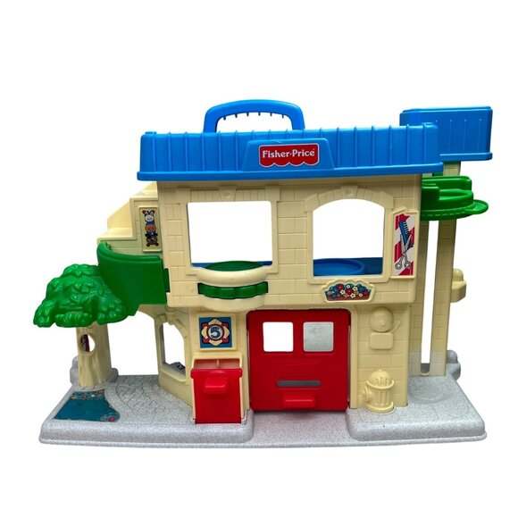 Fisher Price Little People Main Street Playset Firehouse Pet Shop Barber 1998 - Picture 1 of 10
